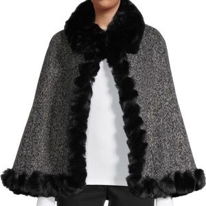 Vince Camuto Faux Fur Trimmed Cape